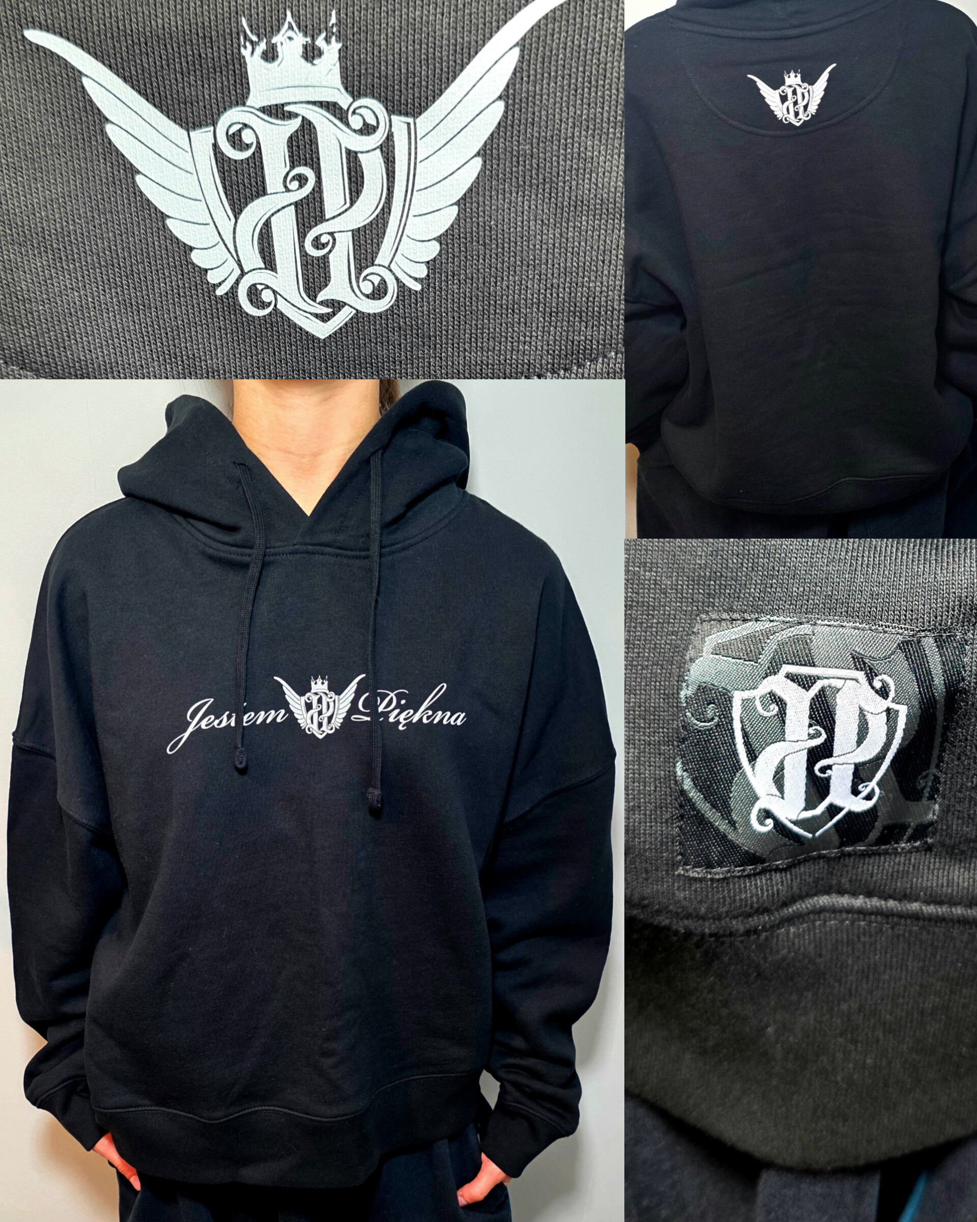 Bluza JP Damska Jestem Piękna Czarna PRZEDSPRZEDAŻ