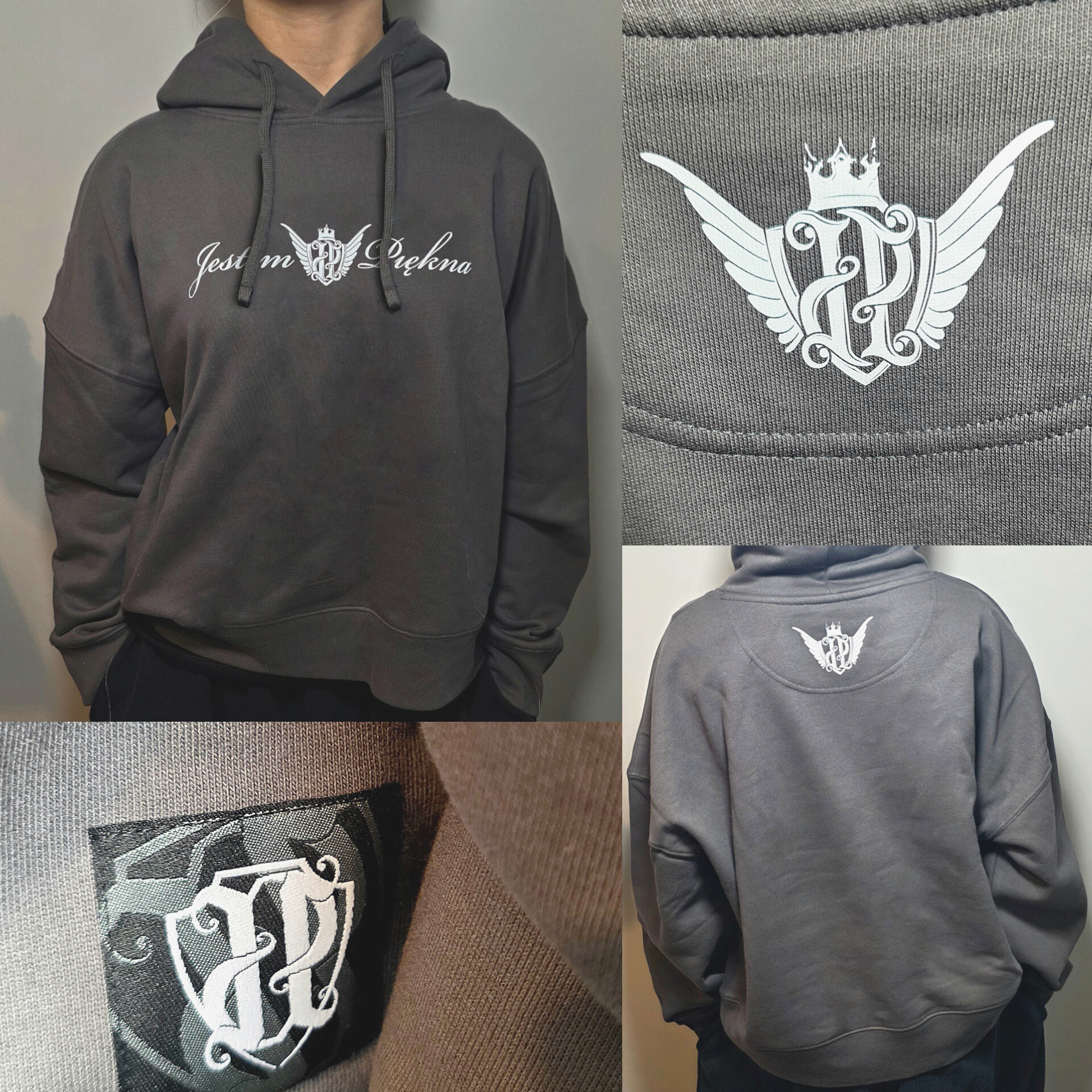 Bluza JP Damska Jestem Piękna Szara PRZEDSPRZEDAŻ