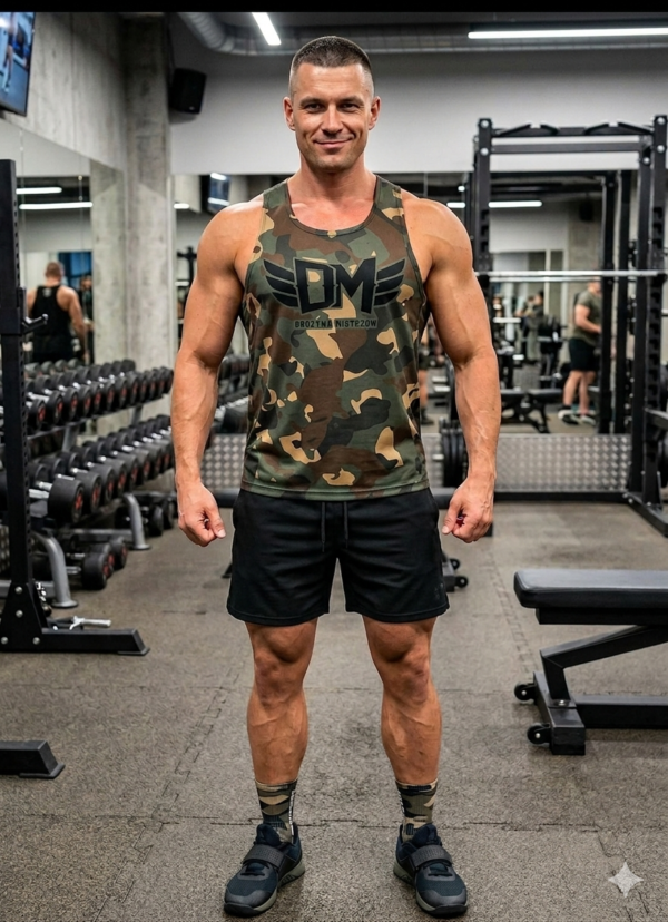 Tanktop treningowy DRUŻYNA MISTRZÓW camo PRZEDSPRZEDAŻ